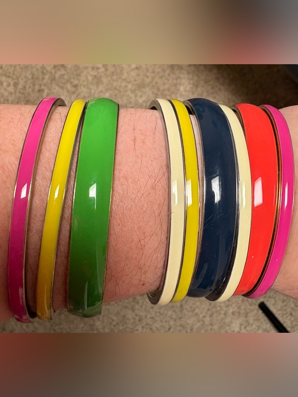 Colorful Enamel Stacked Bangles - Multicolor Set - Picture 3 of 3